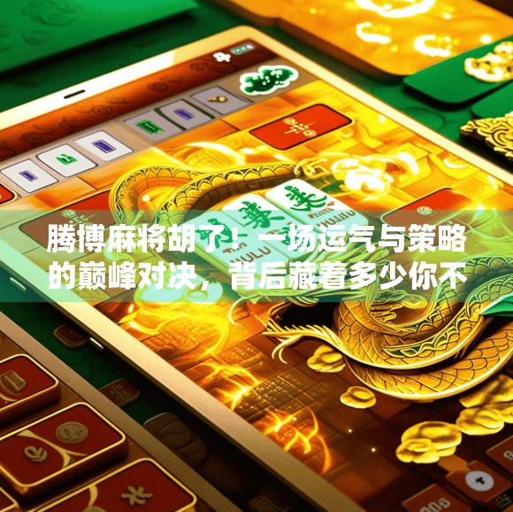 腾博麻将胡了！一场运气与策略的巅峰对决，背后藏着多少你不知道的玄机？